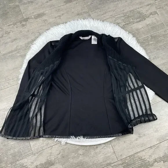 DRAPERS & DAMONS faux leather sheer front coat,  jacket. Size medium - Picture 7 of 8